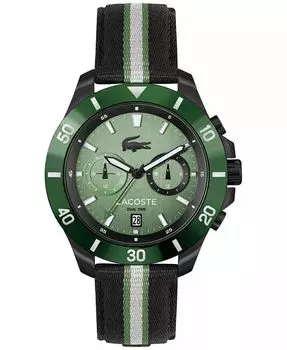 Мужские часы Toranga с зеленым полосатым нейлоновым ремешком 44 мм Lacoste, зеленый