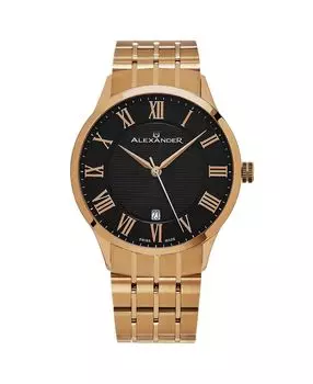 Мужские часы Triumph, золотистая нержавеющая сталь, черный циферблат, круглые часы 42 мм Alexander