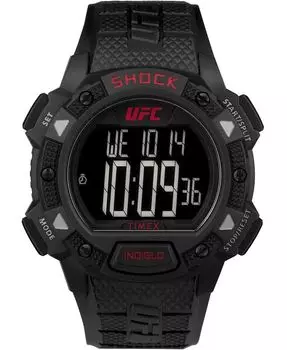 Мужские часы UFC с кварцевым сердечником и смолой, черные шоковые часы, 45 мм Timex, черный