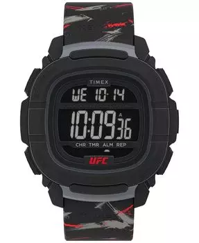 Мужские часы UFC Shockxl Digital, черные полиуретановые часы, 47 мм Timex, черный