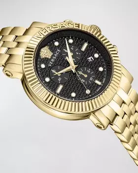 Мужские часы V-Chrono Classic IP с браслетом из желтого золота, 45 мм Versace