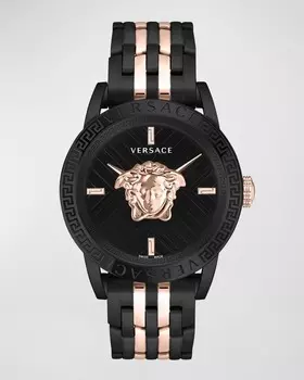 Мужские часы V-Code Medusa Head с двухцветным браслетом, 43 мм Versace