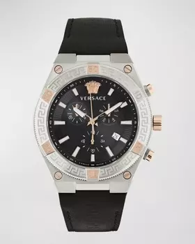 Мужские часы V-Sporty Greca с кожаным ремешком, 46 мм Versace