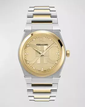 Мужские часы Vega Holiday Capsule с ремешком-браслетом, 40 мм, двухцветные Ferragamo, цвет Two Tone