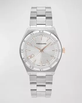 Мужские часы Vega Upper East 40 мм с ремешком-браслетом Ferragamo, цвет Stainless Steel