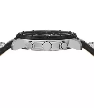 Мужские часы Versus By Versace Bicocca Chronograph с черным кожаным ремешком, черный