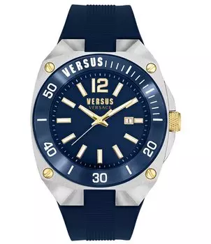 Мужские часы Versus By Versace Reaction Quartz Analog Blue с силиконовым ремешком, синий