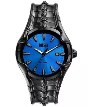 Мужские часы Vert с тремя стрелками и датой, черные из нержавеющей стали, 44 мм Diesel, черный