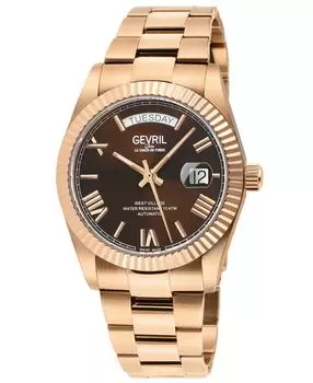 Мужские часы West Village Swiss автоматические розовые из нержавеющей стали 40 мм Gevril