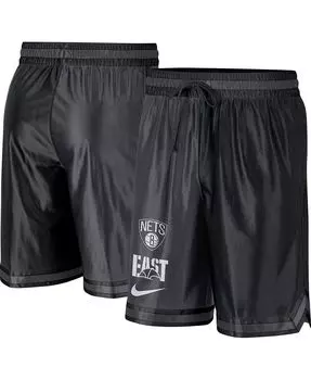 Мужские черные, антрацитовые спортивные шорты Brooklyn Nets Courtside Versus Force Split DNA Nike