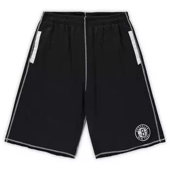 Мужские черные/белые трикотажные шорты Brooklyn Nets Big & Tall с контрастной строчкой
