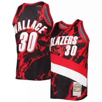 Мужские черные джерси Mitchell & Ness Rasheed Wallace Portland Trail Blazers 1999-00 Hardwood Classics Marble Swingman