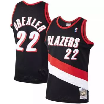 Мужские черные джерси Swingman Mitchell & Ness Clyde Drexler Portland Trail Blazers 1991-92 гг.