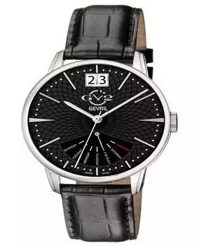 Мужские черные кожаные часы Rovescio 44 мм GV2 by Gevril, черный