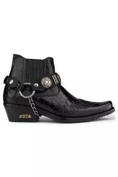 Мужские черные кожаные готические ботинки Western Winklepicker Infinity Leather, черный