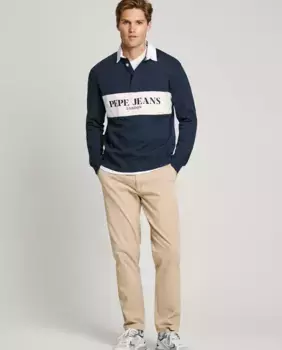 Мужские чиносы узкого кроя из саржи Pepe Jeans, бежевый