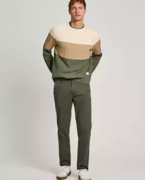 Мужские чиносы узкого кроя из саржи Pepe Jeans, темно-зеленый