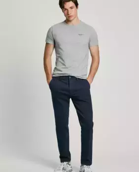 Мужские чиносы узкого кроя, окрашенные в готовом виде Pepe Jeans, темно-синий