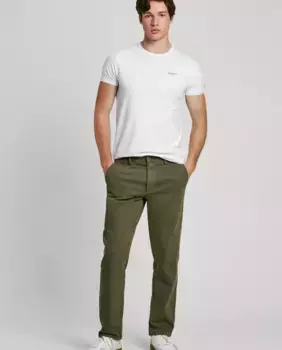 Мужские чиносы узкого кроя, окрашенные в готовом виде Pepe Jeans, темно-зеленый