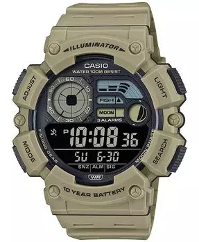 Мужские цифровые часы с коричневым ремешком из смолы, 50 мм Casio, бежевый