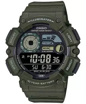 Мужские цифровые часы с зеленым полимерным ремешком, 50 мм Casio, зеленый