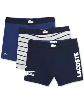 Мужские длинные эластичные трусы-боксеры с принтом, 3 предмета Lacoste