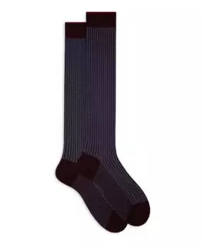 Мужские длинные бордовые хлопковые носки в две рубчики Gallo, мультиколор