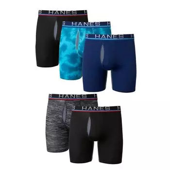 Мужские длинные боксеры Hanes Sport X-Temp (4 шт. + 1 бонусная сумка Total Support Pouch)