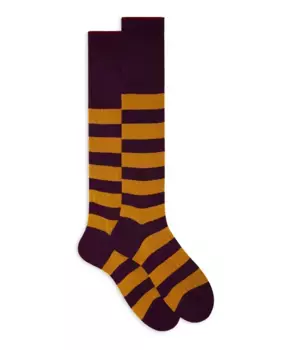 Мужские длинные хлопковые носки в рубчик с двухцветными полосками Gallo, мультиколор