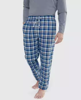 Мужские длинные пижамные брюки из синей фланели El Bho Nocturno, серый