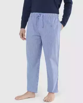 Мужские длинные пижамные брюки из синей ткани El Bho Nocturno, белый