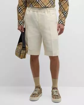 Мужские длинные строгие шорты с эластичной резинкой на талии Burberry, цвет Pearl