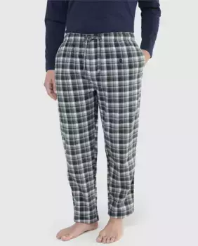 Мужские длинные зеленые фланелевые пижамные брюки El Bho Nocturno, белый