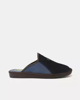 Мужские домашние тапочки из замши на резиновой подошве Nordikas, темно-синий