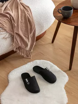 Мужские домашние тапочки с принтом этикеток LCW STEPS, антрацит