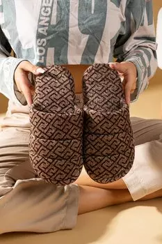 Мужские домашние тапочки Silent Sole с закрытой передней частью 001-036-23 В полоску Pembe Potin