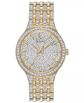 Мужские двухцветные часы-браслет из нержавеющей стали с акцентом на кристаллы, 40 мм Bulova