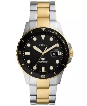 Мужские двухцветные часы-браслет из нержавеющей стали Fossil Blue, 42 мм