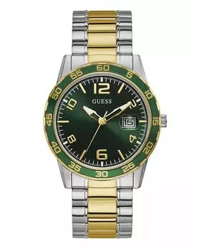 Мужские двухцветные часы из нержавеющей стали с датой, 42 мм GUESS, золото