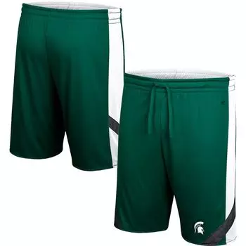 Мужские двусторонние шорты зеленого/белого цвета Michigan State Spartans Am I Wrong Colosseum