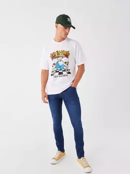 Мужские джинсовые брюки скинни XSIDE, средний синий