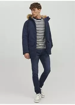 Мужские джинсовые брюки узкого кроя с заниженной талией темно-синие Jack & Jones