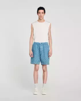 Мужские джинсовые шорты Square Cross Sandro, синий