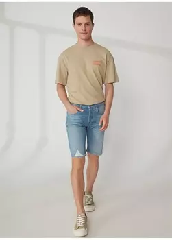 Мужские джинсовые шорты светло-синего цвета Denim Trip