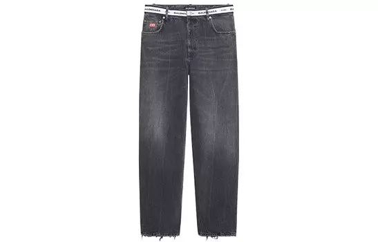 Джинсы мужские Balenciaga Logo Waistband, черный