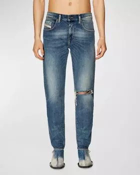 Мужские джинсы D-Strukt L.32 средней потертости 2019 года Diesel, цвет Denim