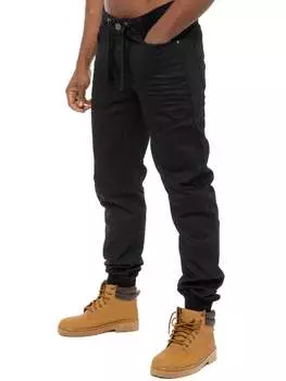 Мужские джинсы-джоггеры из денима с манжетами Enzo, черный