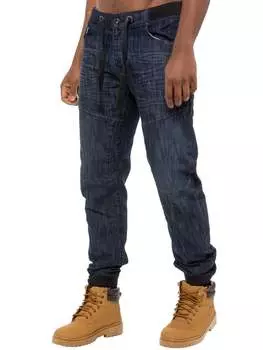 Мужские джинсы-джоггеры из денима с темными манжетами Enzo, синий