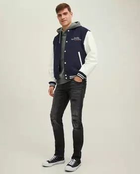 Мужские джинсы Glenn с узкими коленями и эффектом потертости Jack & Jones, черный