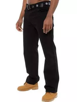 Мужские джинсы из денима обычного кроя с ремнем Enzo, черный